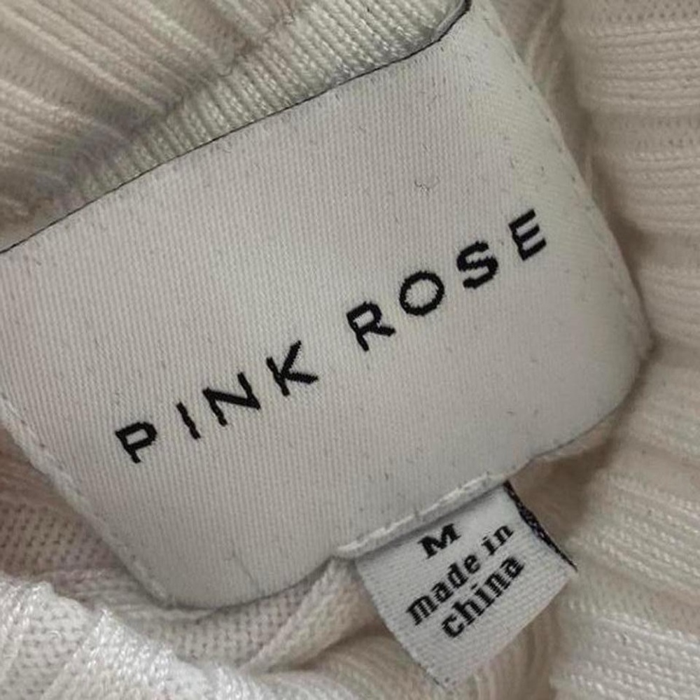Pink Rose Ribbed White Turtleneck Sweater - Picture 8 of 8